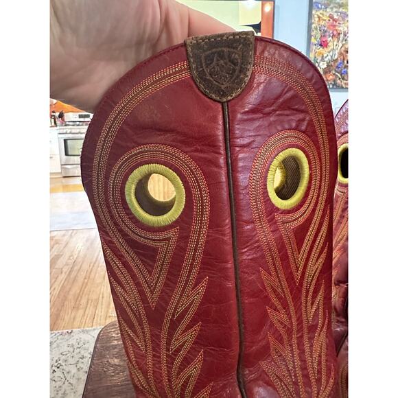 ARIAT Men's 11 D Heritage Cowhorse Brown Leather Western Boot Red Yellow - Picture 7 of 9